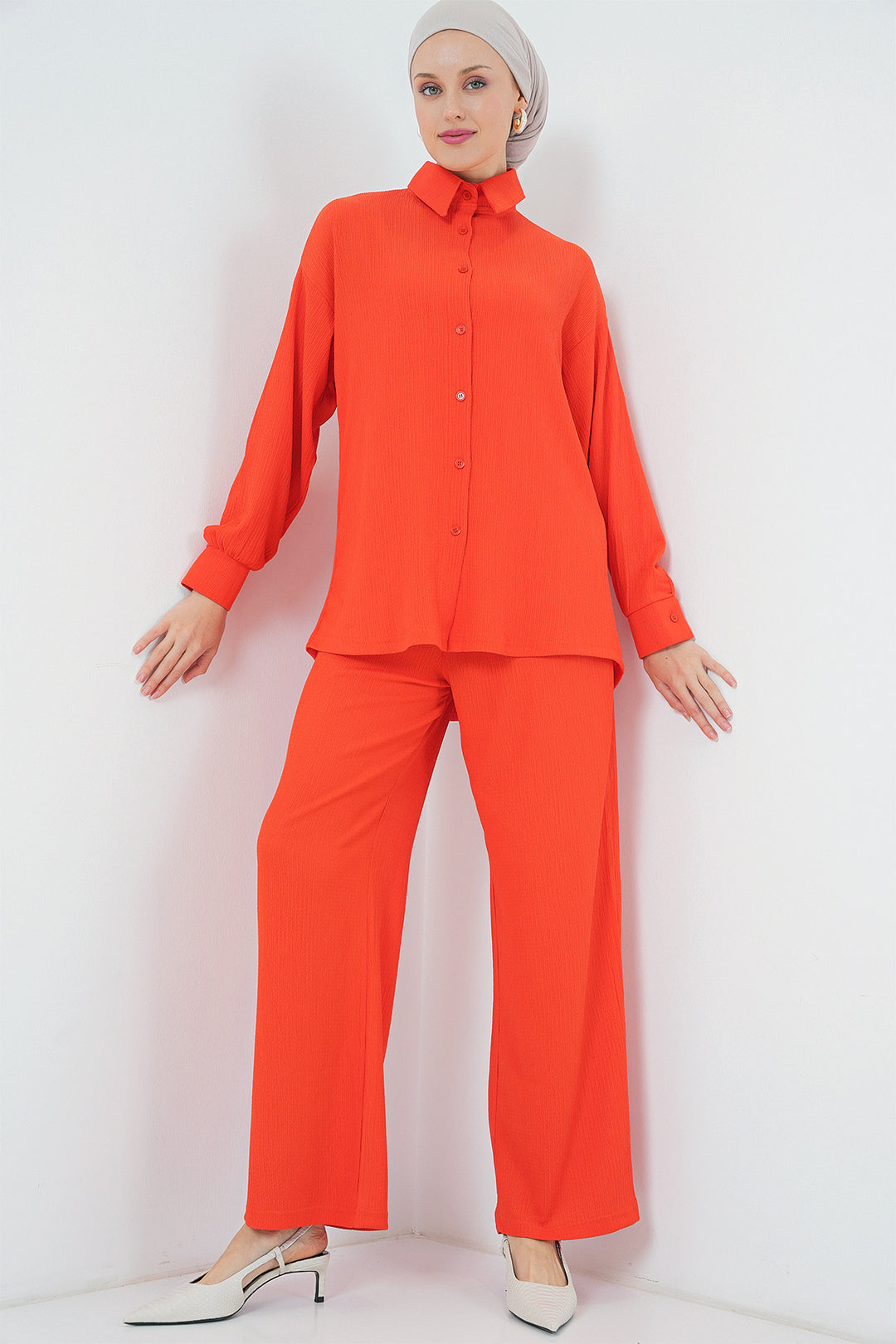 Bigdart T5858 Ensemble Modeste Tricoté à Deux Pièces - Orange