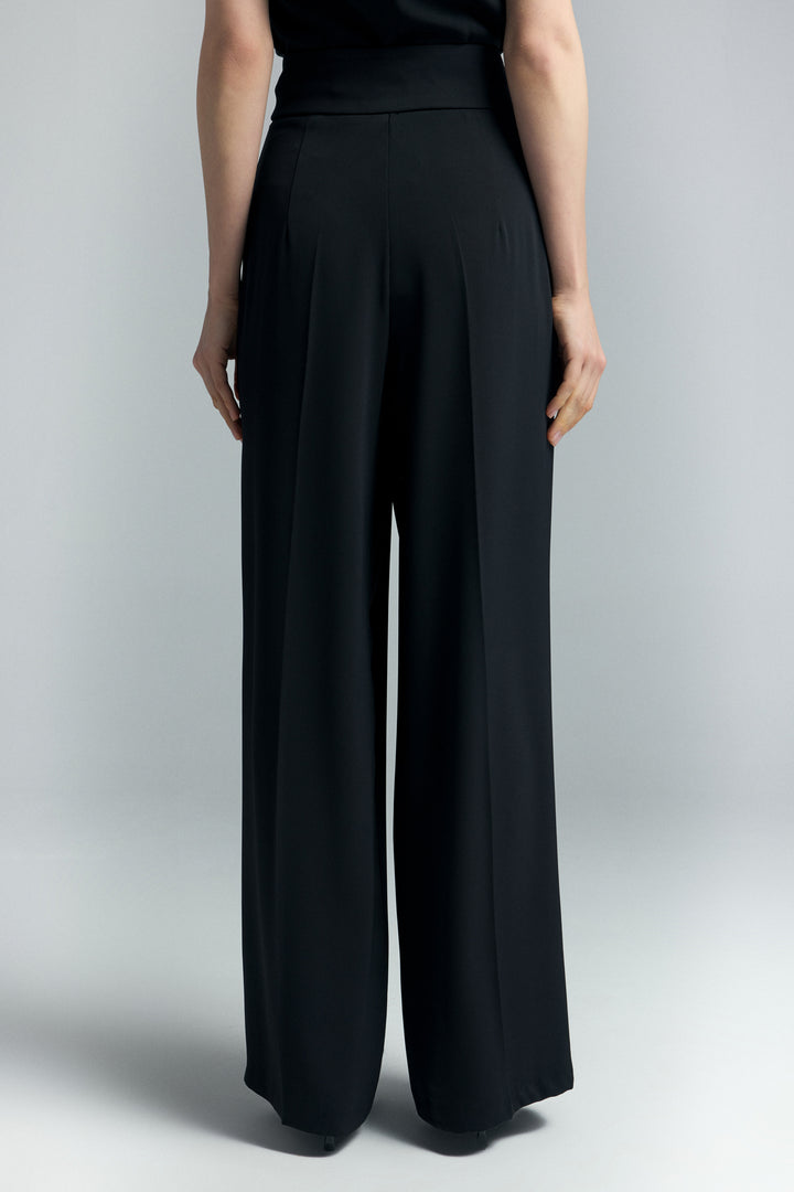 Sateen Pantalon Talia avec détail de bouton - Noir