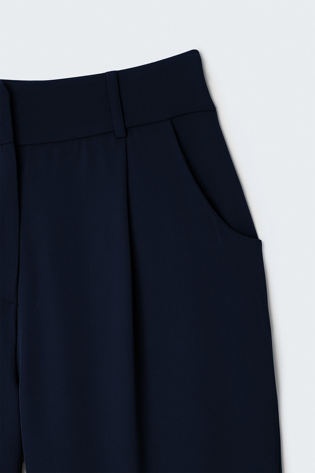 Sateen Talia Pantalon Carotte - Bleu marine