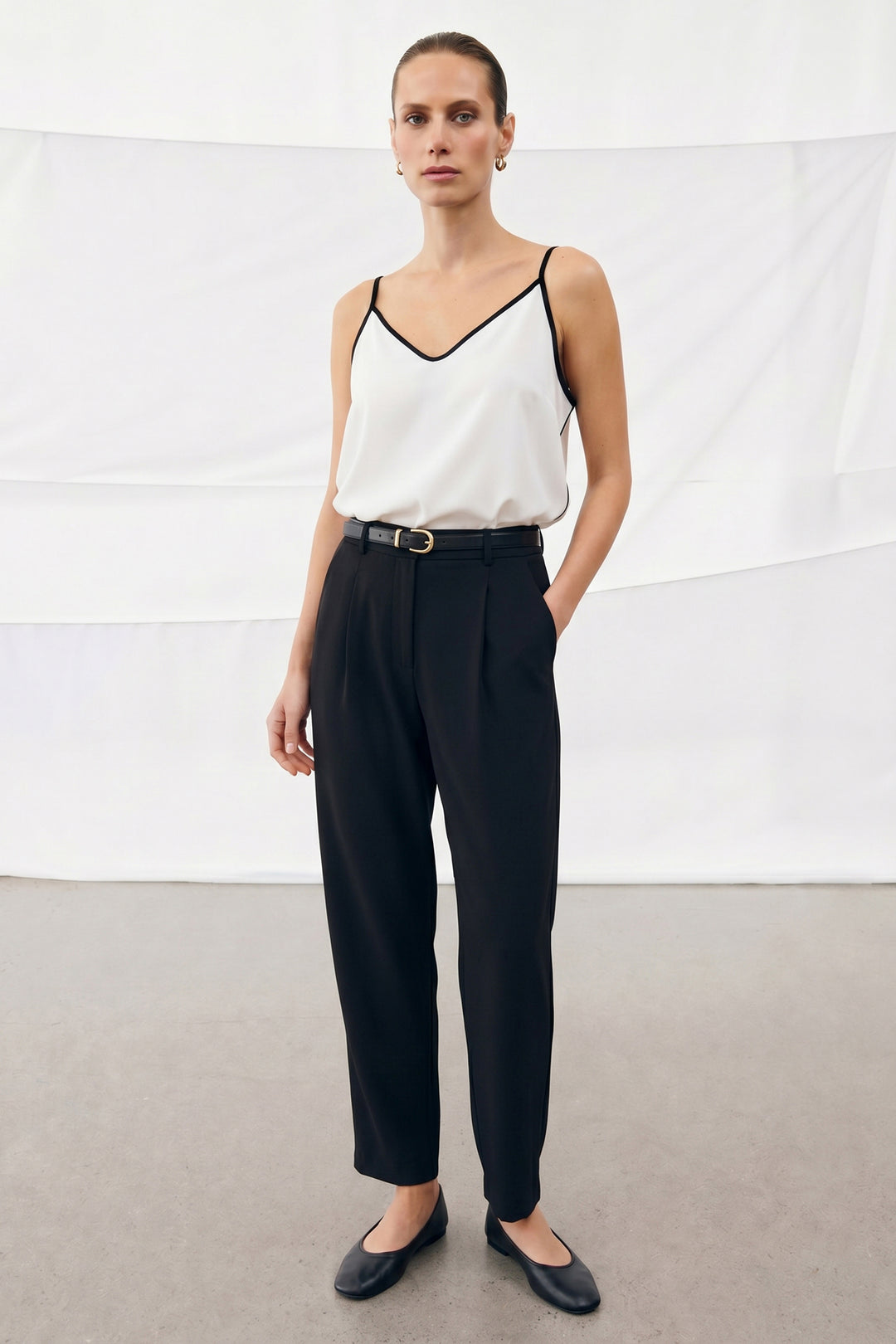 Sateen Talia Pantalon Carotte - Noir
