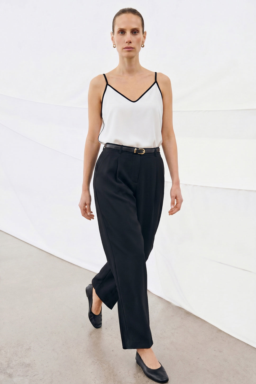 Sateen Talia Pantalon Carotte - Noir