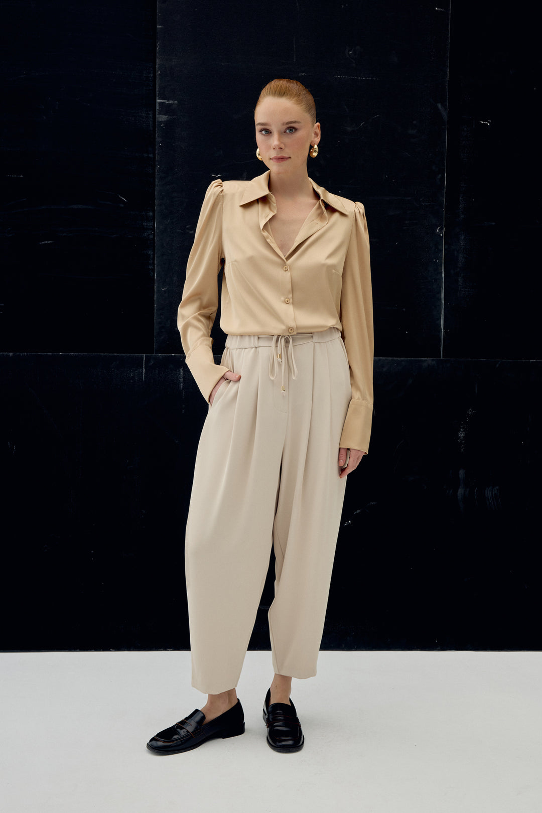 Sateen Pantalon Talia - Beige