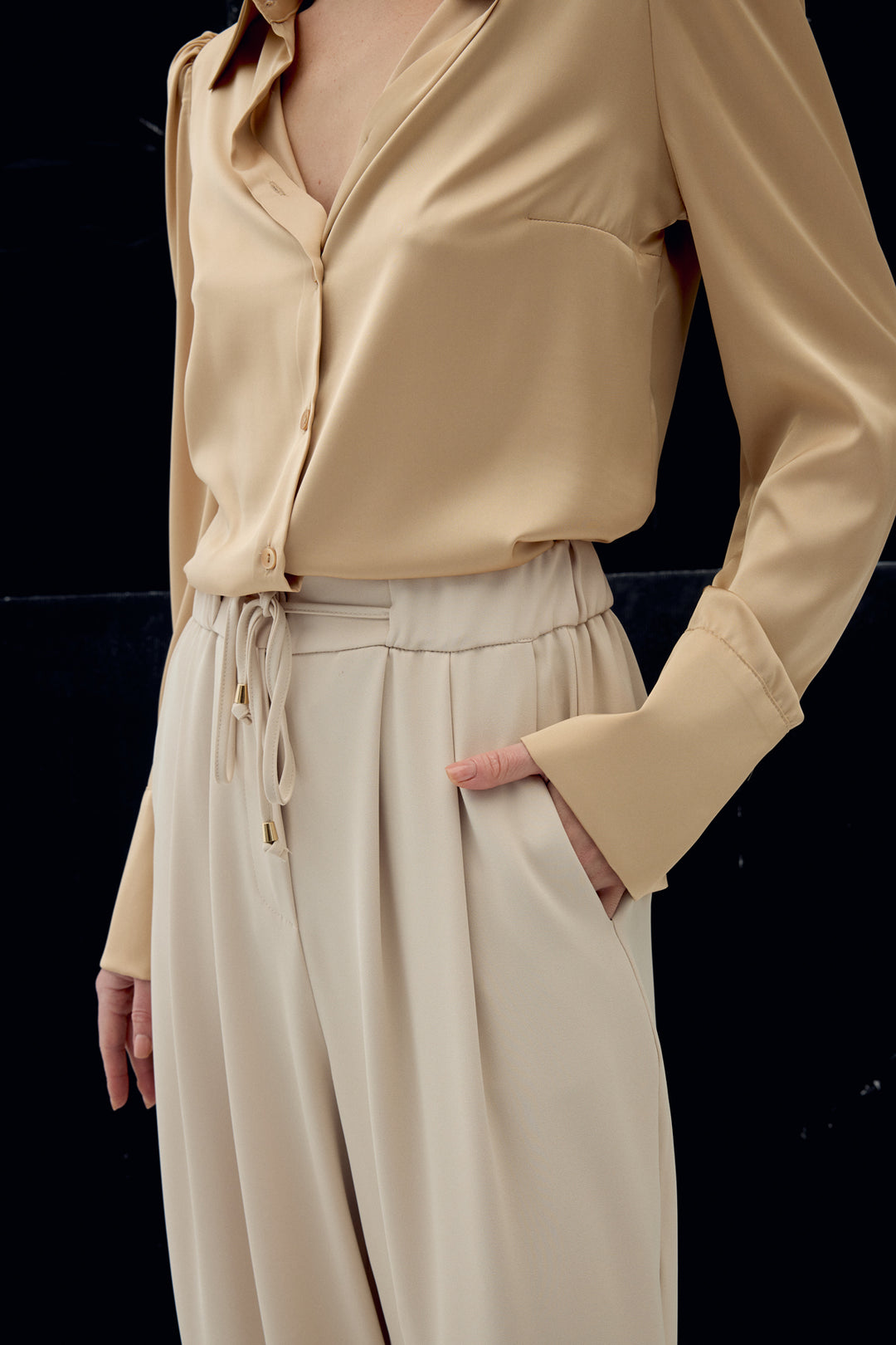 Sateen Pantalon Talia - Beige