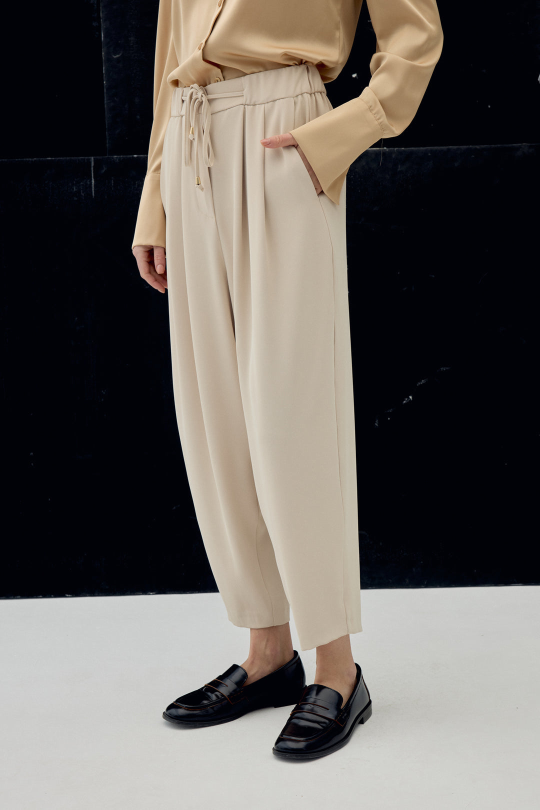 Sateen Pantalon Talia - Beige