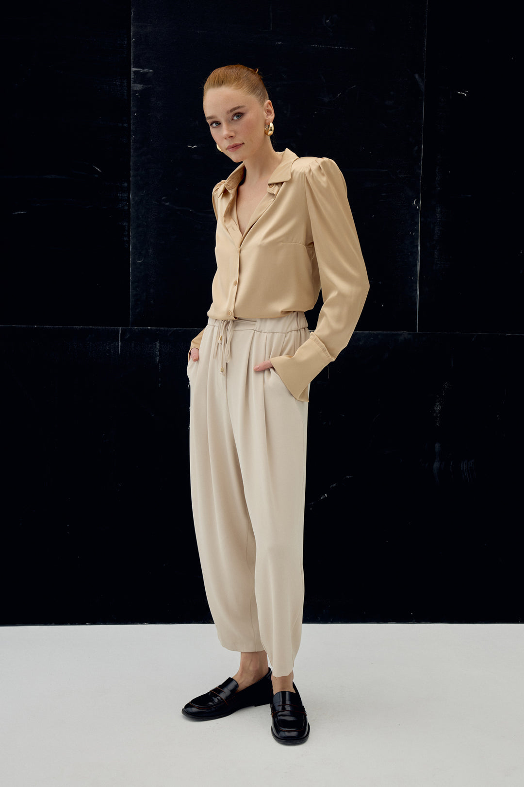Sateen Pantalon Talia - Beige