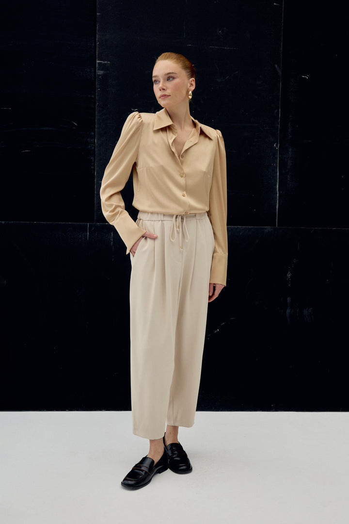 Sateen Pantalon Talia - Beige