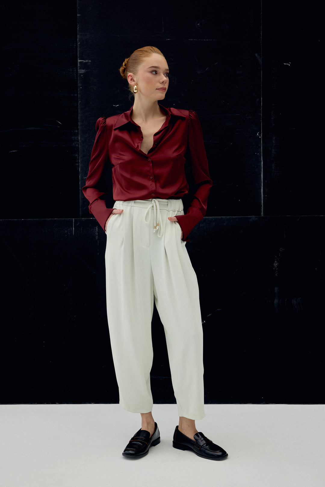 Sateen Pantalon Talia - Écru