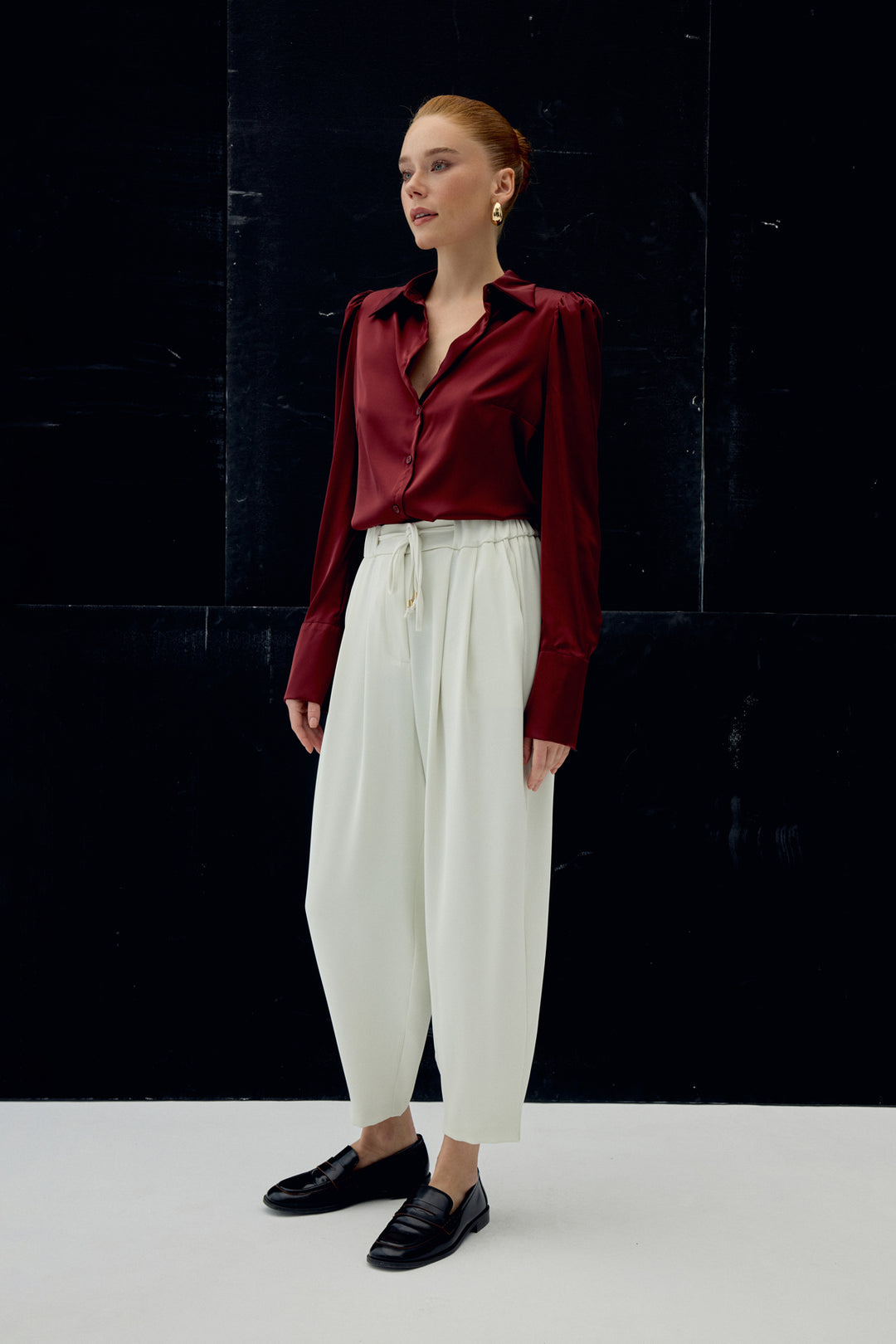 Sateen Pantalon Talia - Écru
