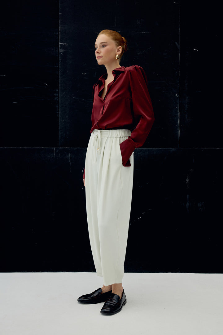 Sateen Pantalon Talia - Écru