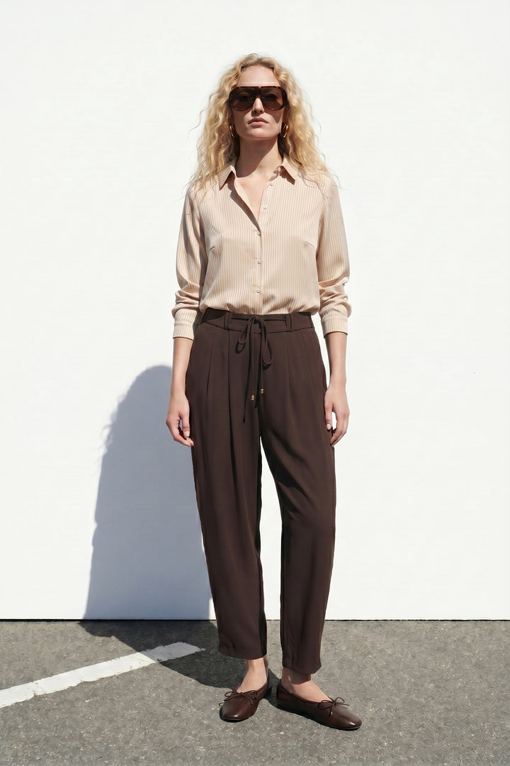 Sateen Pantalon Talia - Marron