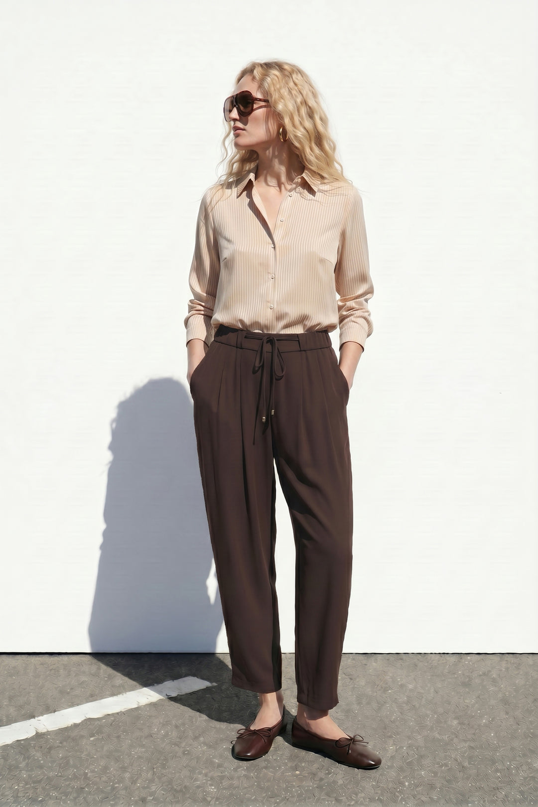 Sateen Pantalon Talia - Marron