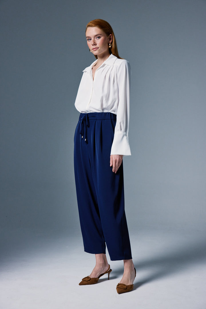 Sateen Pantalon Talia - Bleu marine