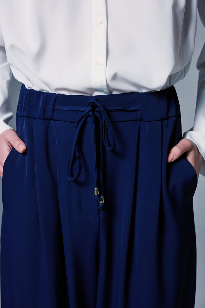 Sateen Pantalon Talia - Bleu marine