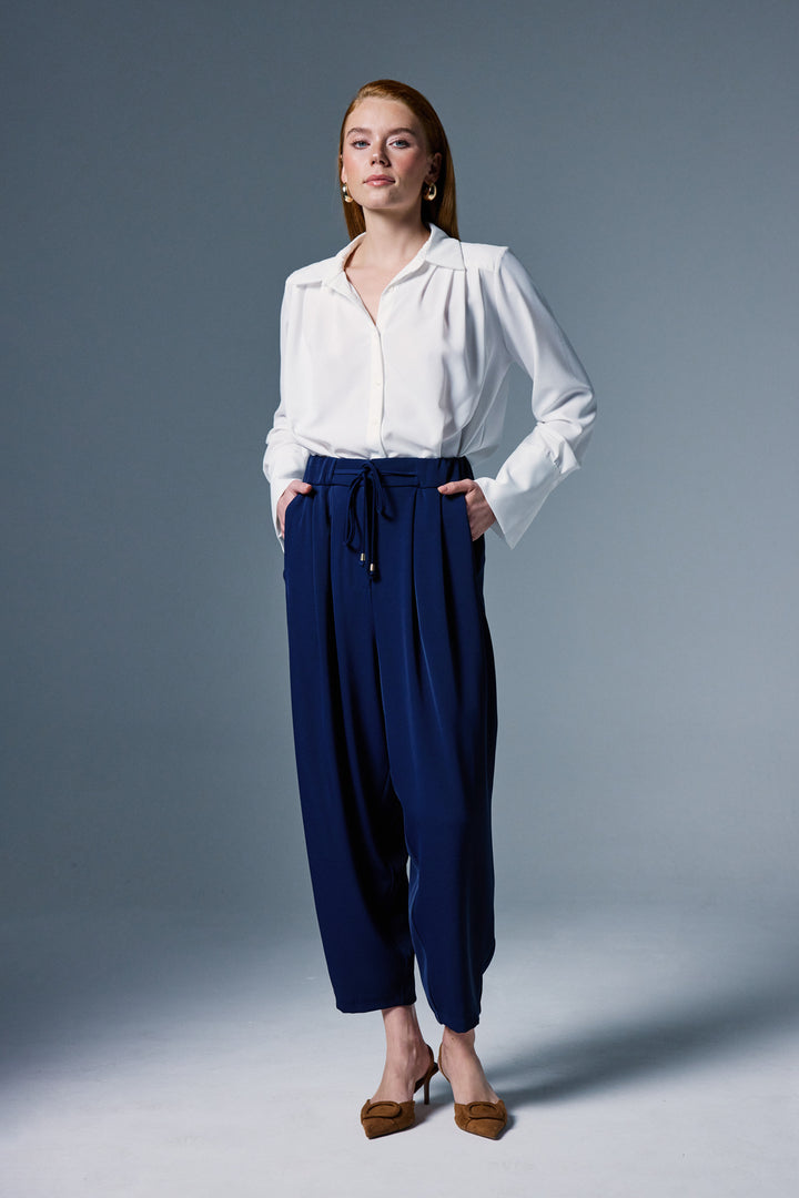 Sateen Pantalon Talia - Bleu marine
