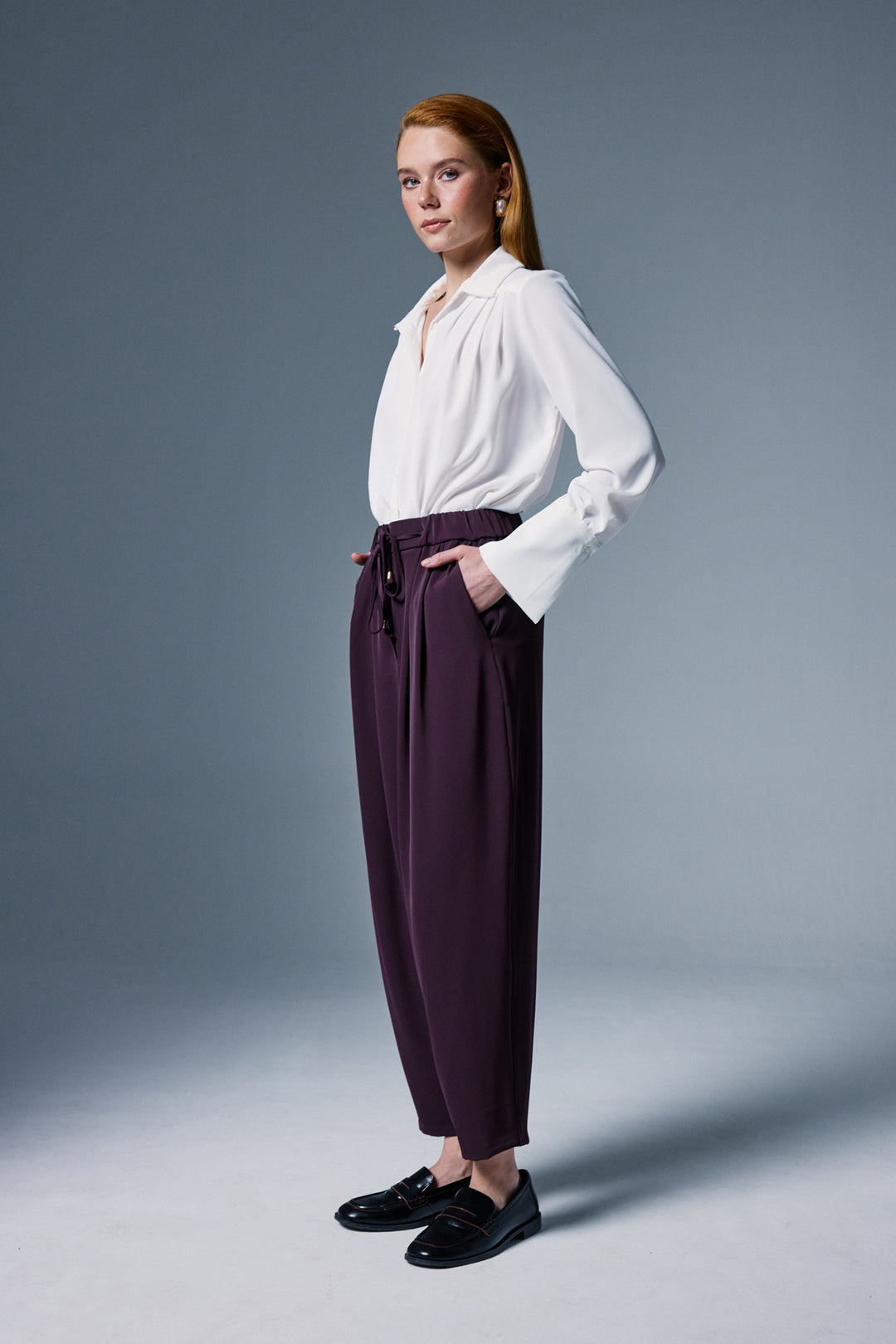 Sateen Pantalon Talia - Prune