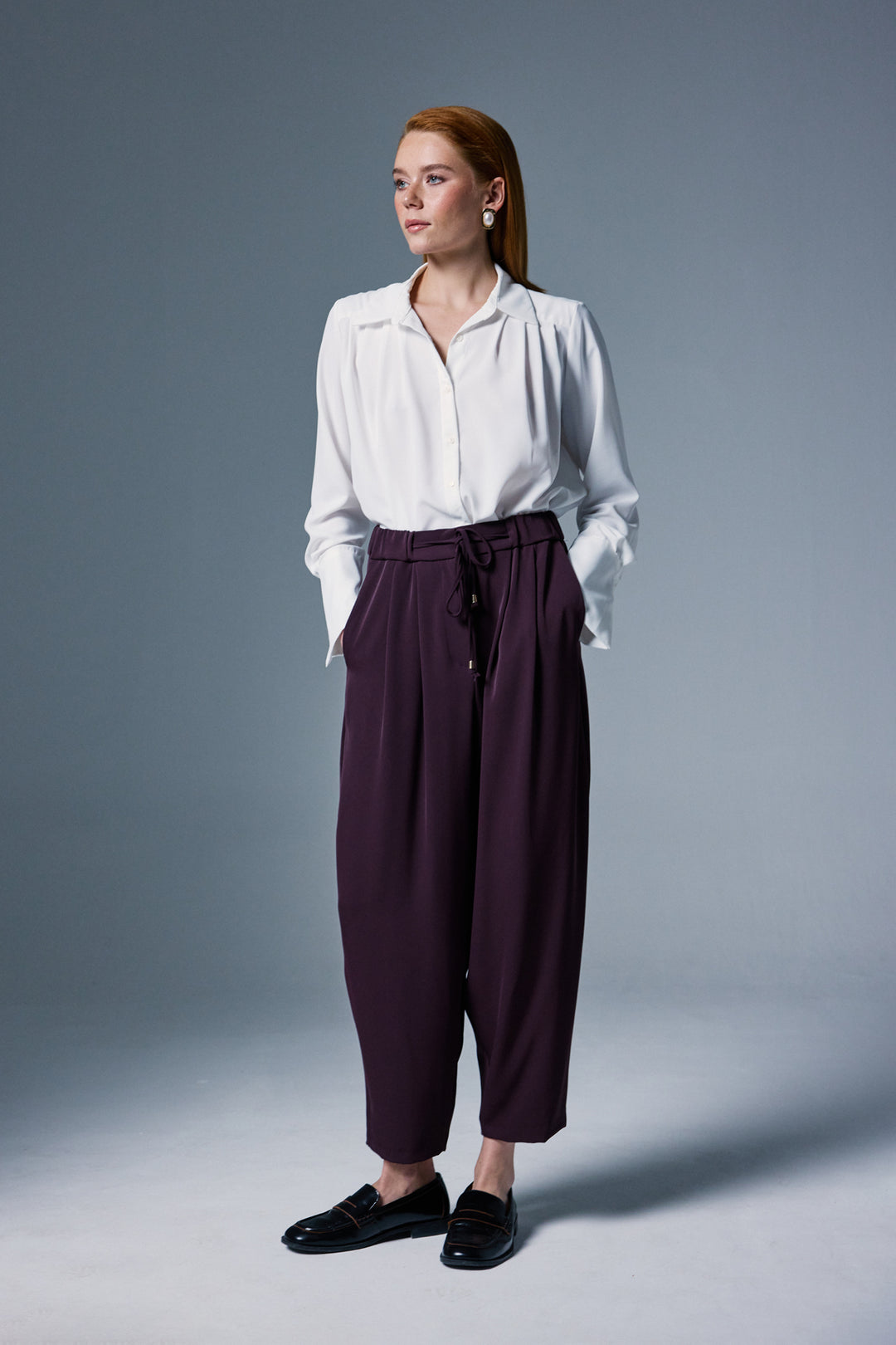 Sateen Pantalon Talia - Prune