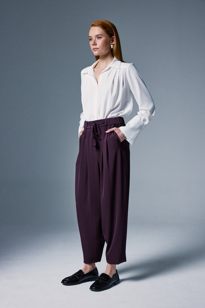 Sateen Pantalon Talia - Prune