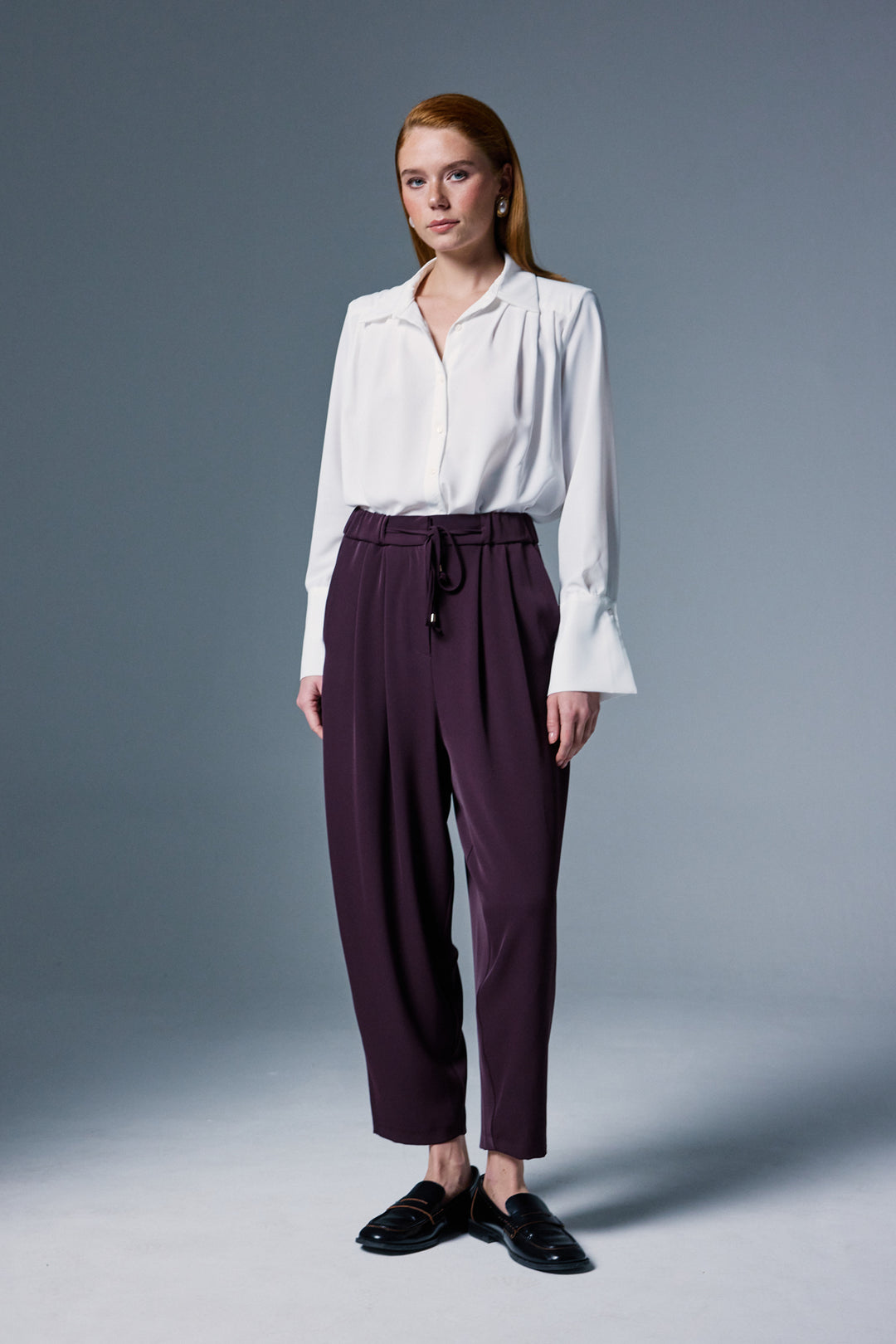 Sateen Pantalon Talia - Prune