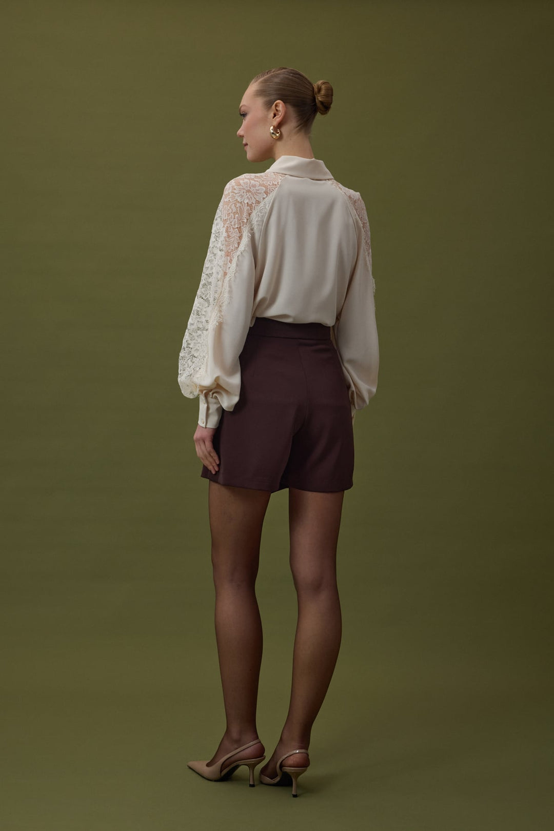 Sateen Jupe Short Talia - Marron