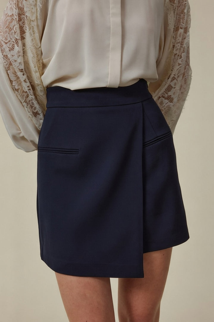 Sateen Jupe Short Talia - Bleu marine