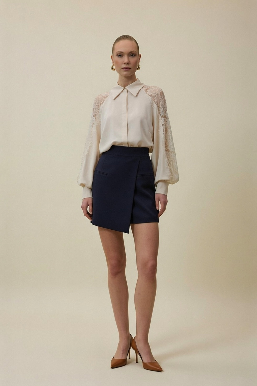 Sateen Jupe Short Talia - Bleu marine