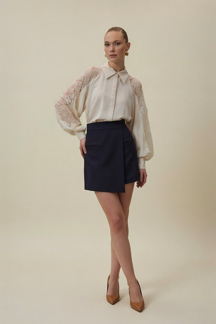 Sateen Jupe Short Talia - Bleu marine