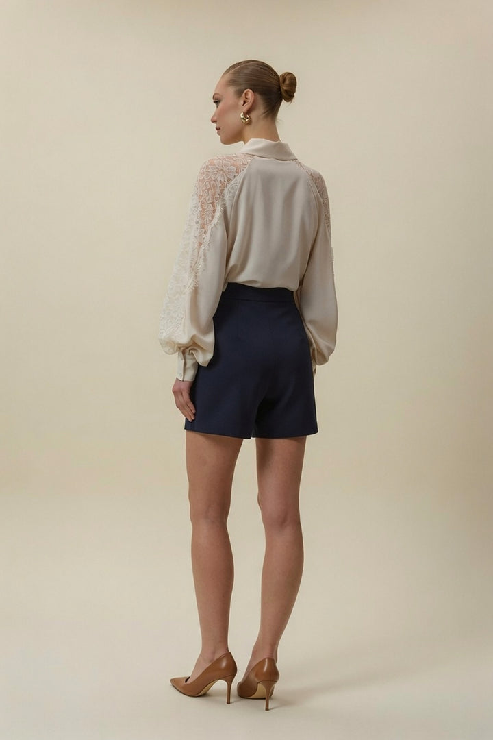 Sateen Jupe Short Talia - Bleu marine
