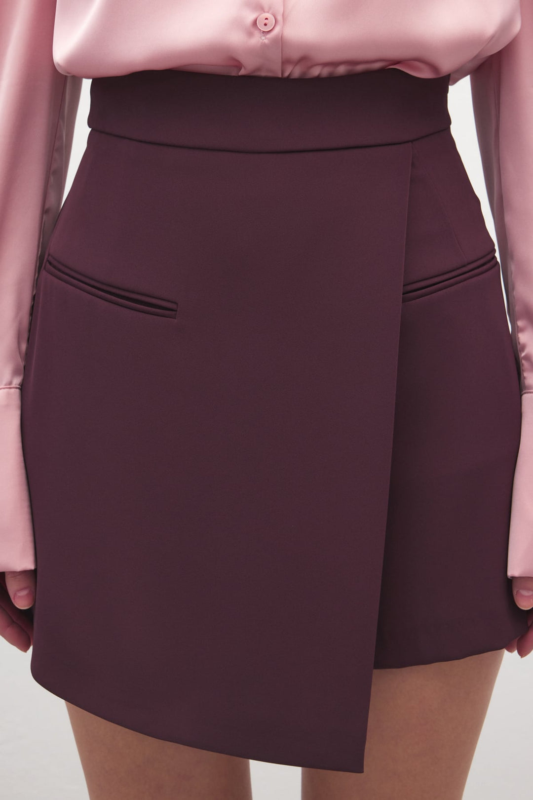 Sateen Jupe Short Talia - Prune