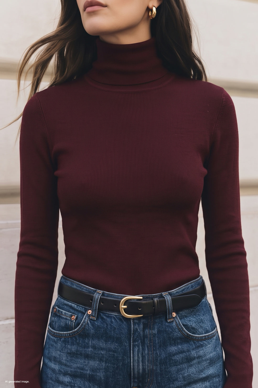 Sateen Pull Col Roulé - Bordeaux