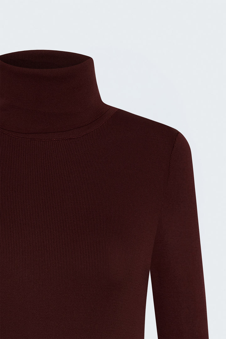 Sateen Pull Col Roulé - Bordeaux