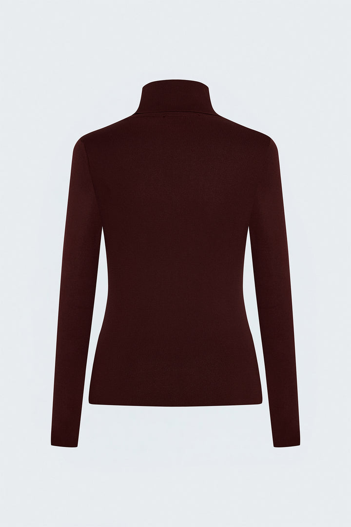 Sateen Pull Col Roulé - Bordeaux
