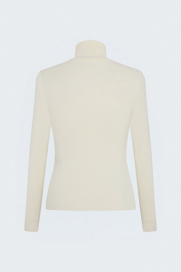 Sateen Pull à col montant - Écru