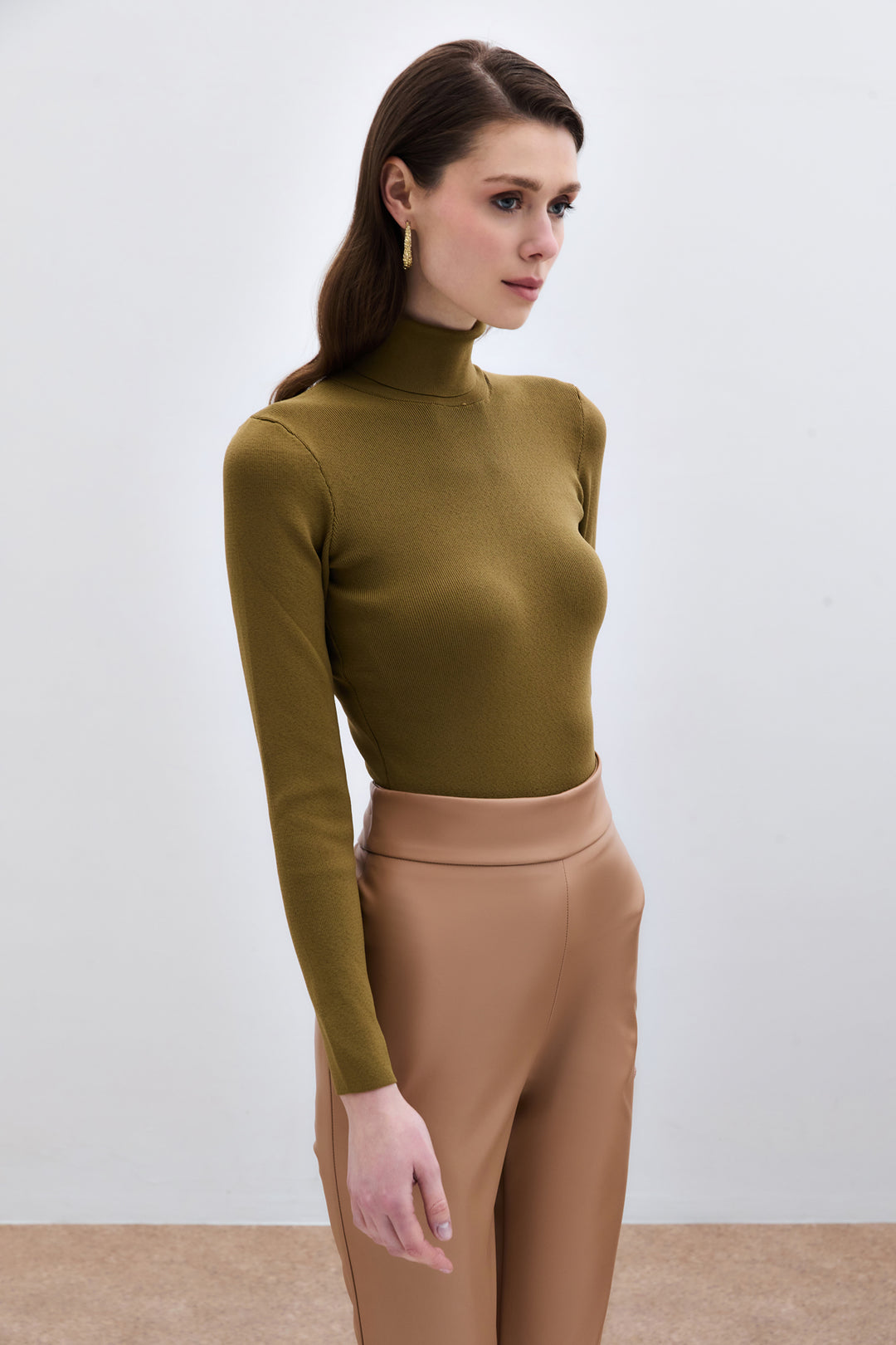 Sateen Pull col roulé complet - küf Vert