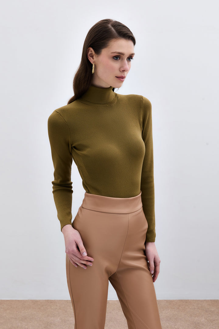 Sateen Pull col roulé complet - küf Vert
