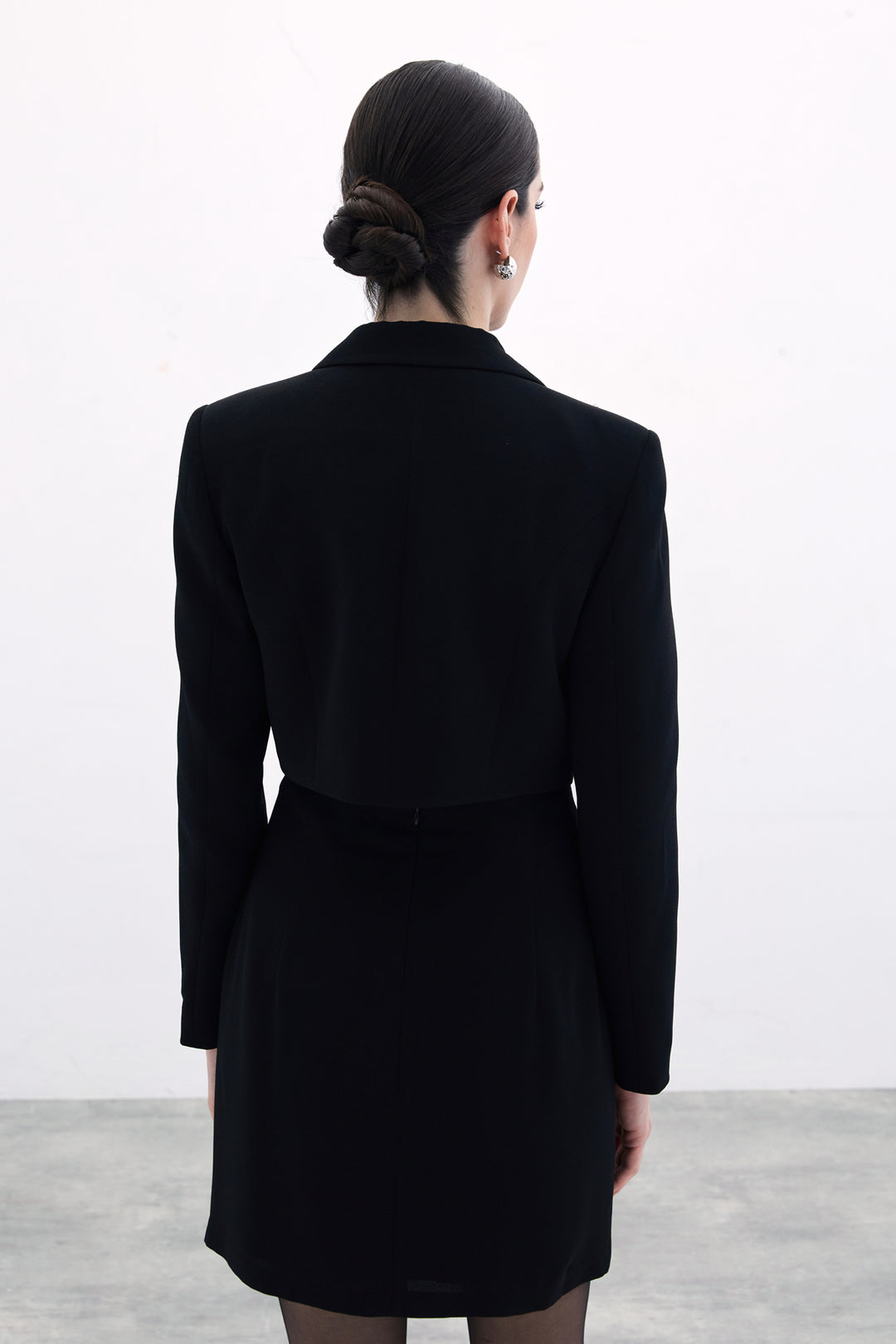 Sateen Veste Courte avec Pierres - Noir