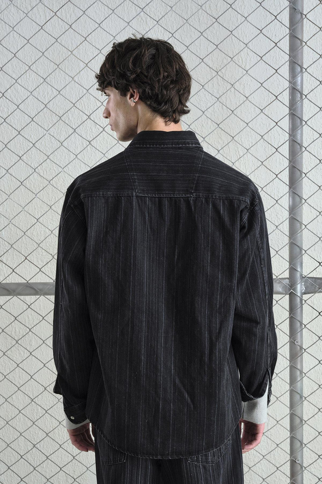 Giesto Chemise en denim noir à rayures - Noir