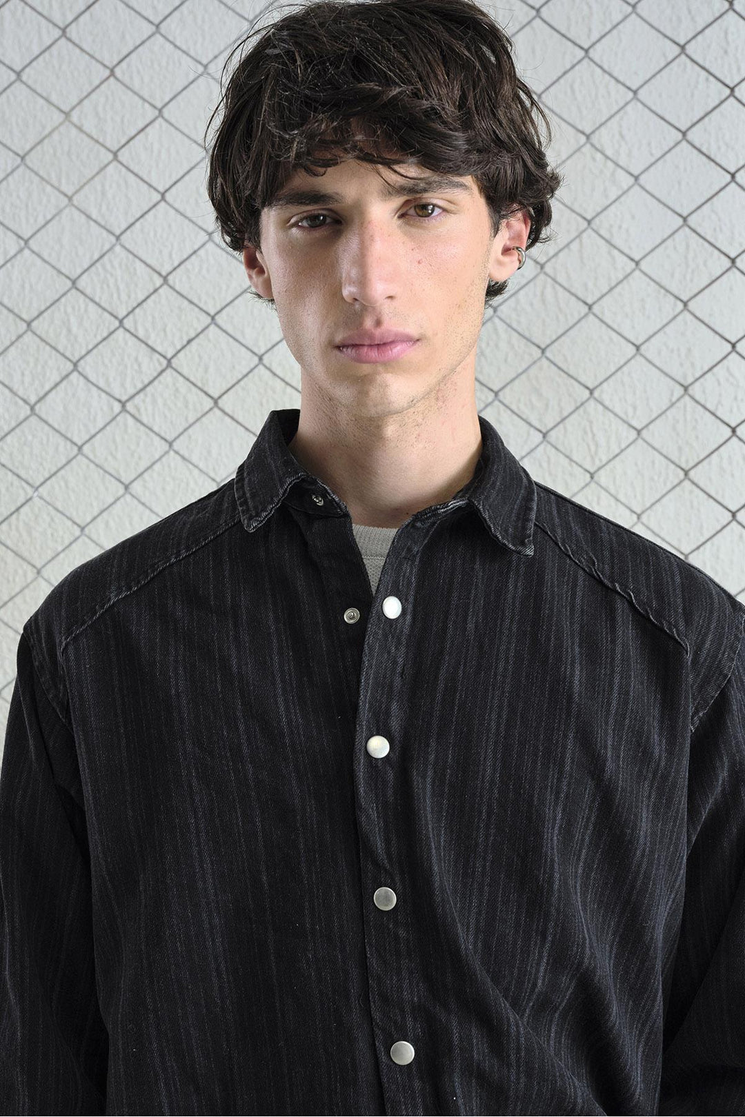 Giesto Chemise en denim noir à rayures - Noir