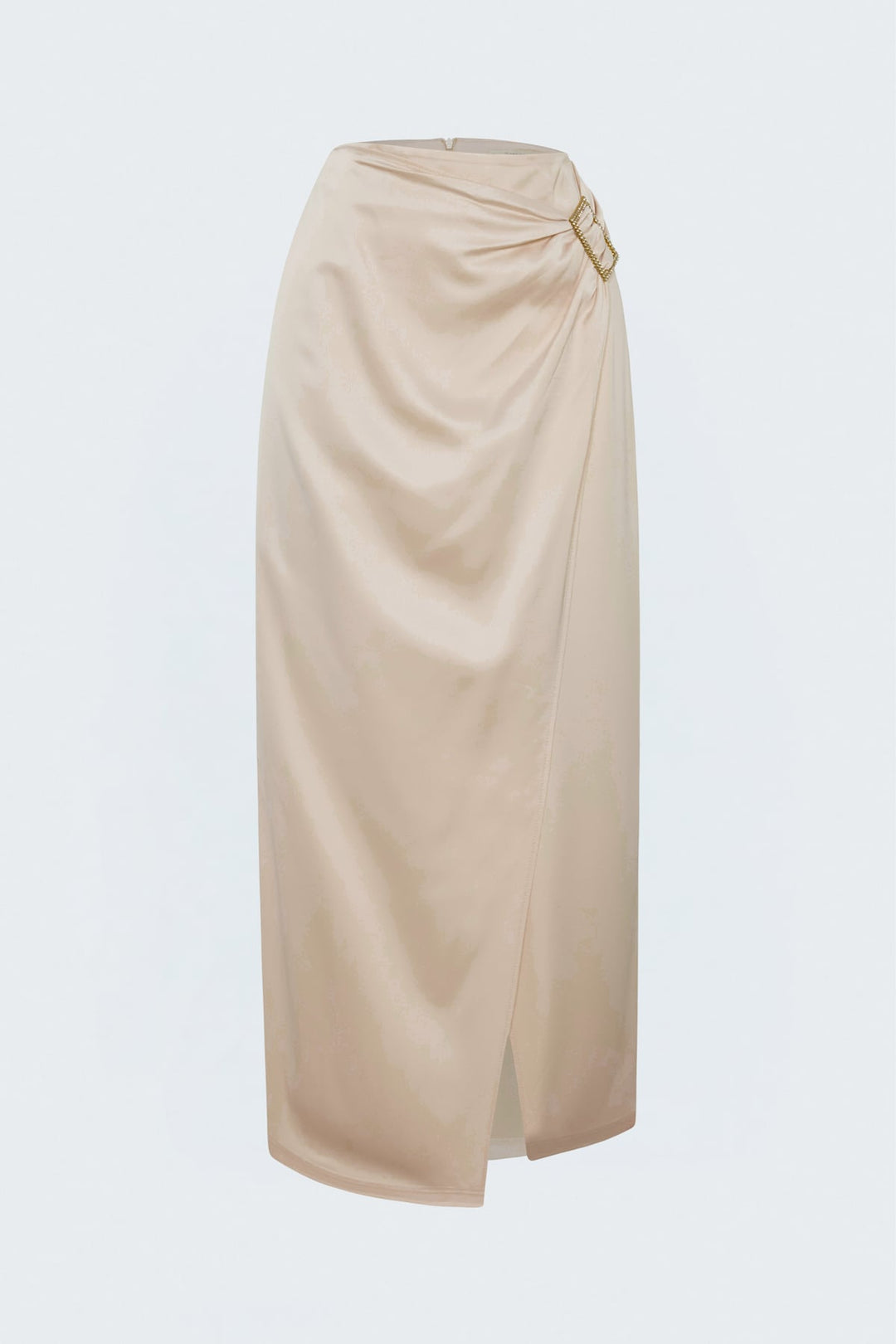 Sateen Jupe en satin avec détails de boucle - Beige