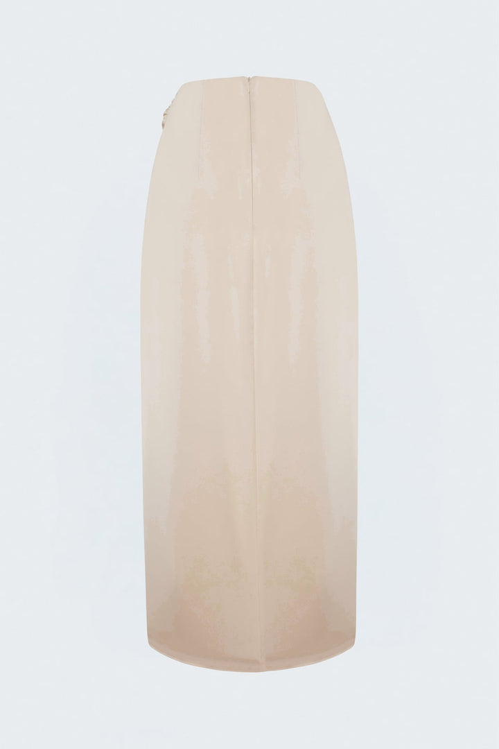 Sateen Jupe en satin avec détails de boucle - Beige
