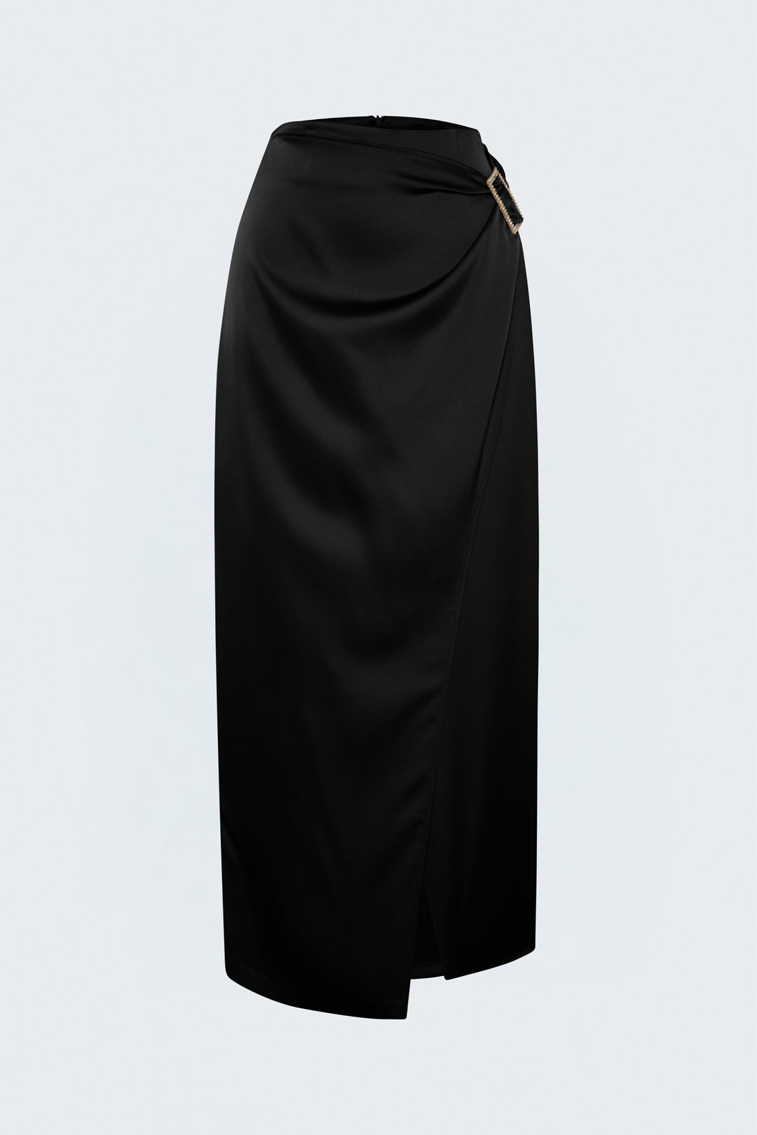 Sateen Jupe en satin avec détails de boucle - Noir