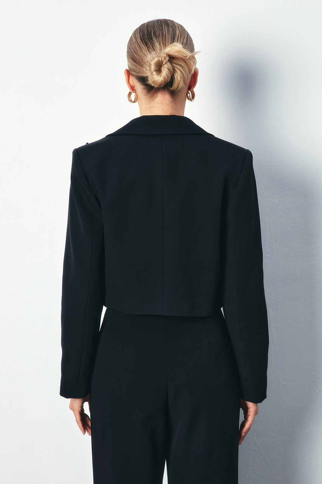Sateen Veste Courte à Boucle - Noir