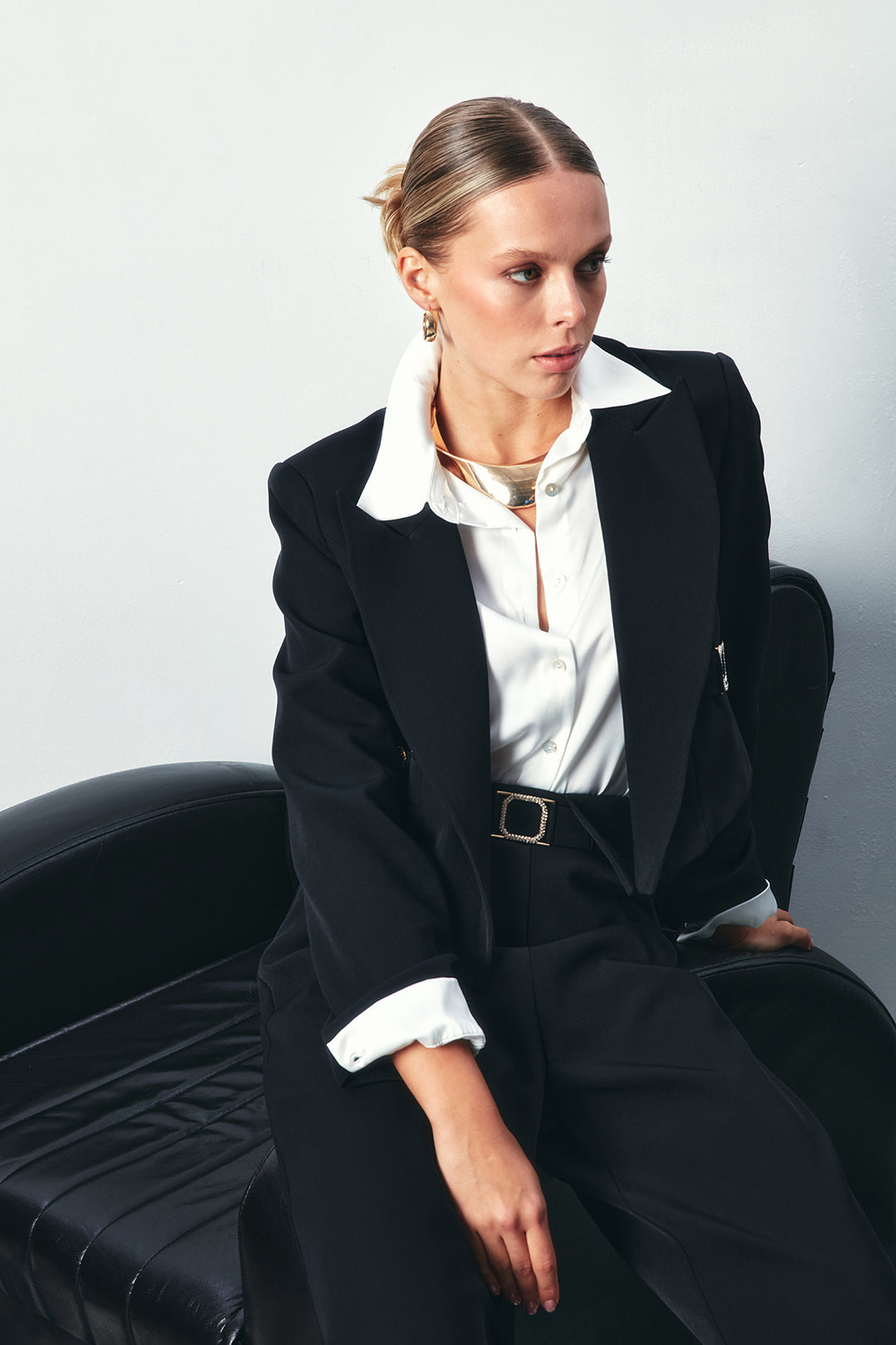 Sateen Veste Courte à Boucle - Noir