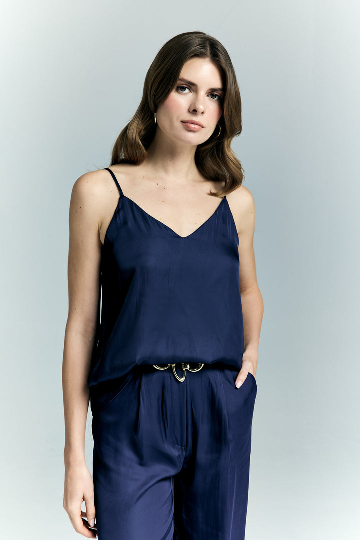 Sateen Blouse à bretelles Tosca - Bleu marine
