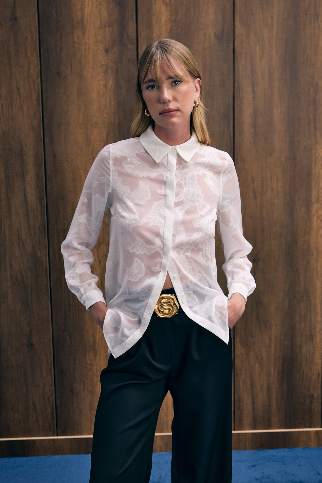 Sateen Chemise transparente - Écru