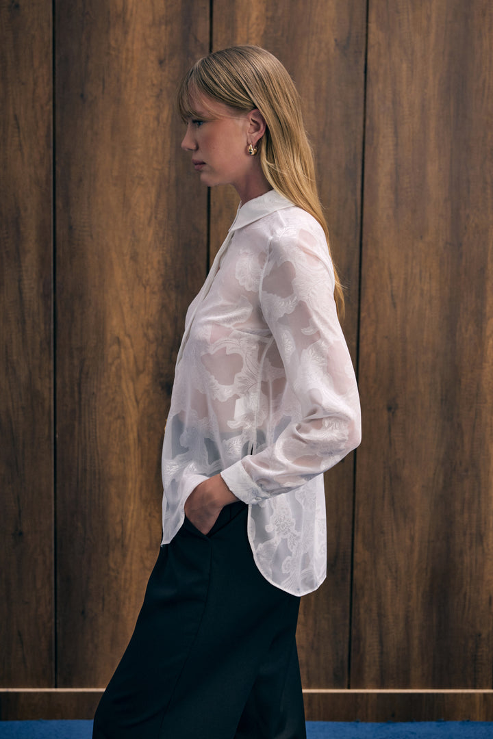Sateen Chemise transparente - Écru