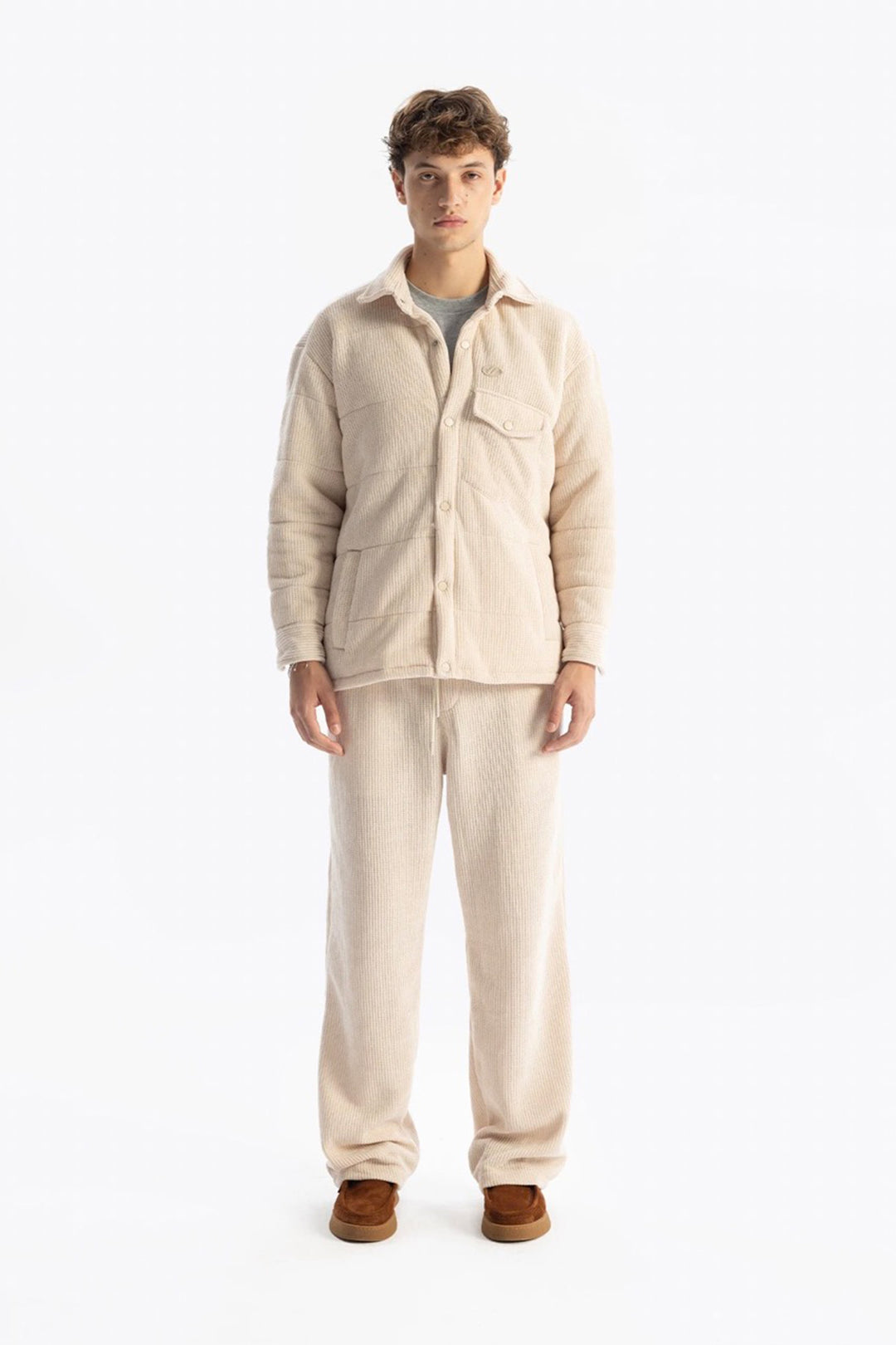 Giesto Chemise Gonflée Apparence Tricot - Beige