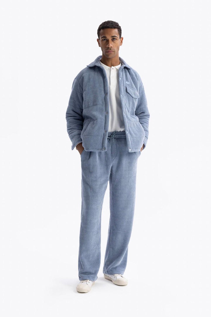 Giesto Chemise Gonflée Apparence Tricot - Bleu