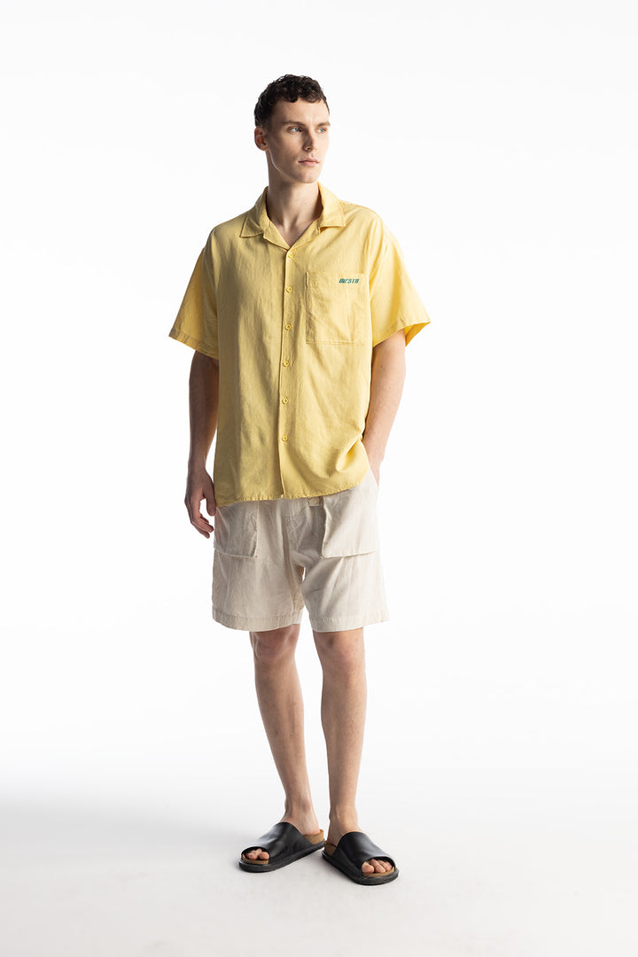 Giesto Chemise en lin imprimée Twenties - Jaune