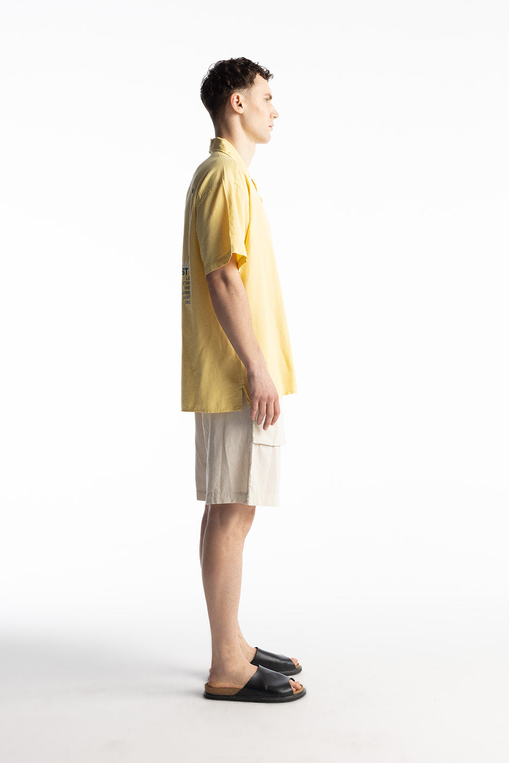 Giesto Chemise en lin imprimée Twenties - Jaune
