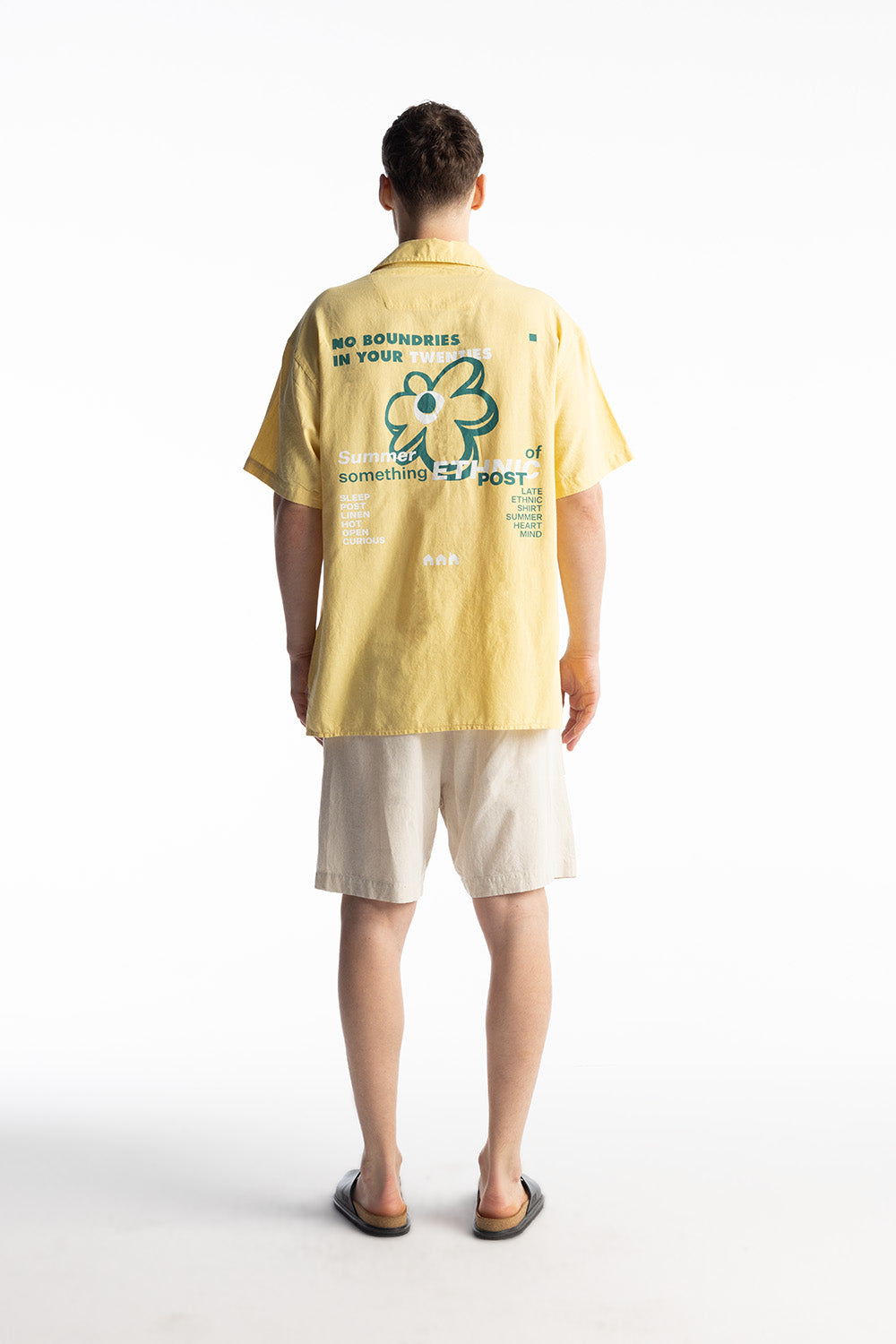 Giesto Chemise en lin imprimée Twenties - Jaune